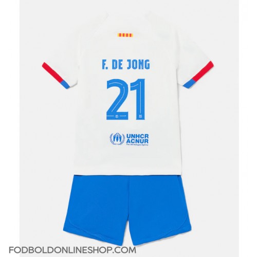 Barcelona Frenkie de Jong #21 Udebane Trøje Børn 2023-24 Kortærmet (+ Korte bukser)